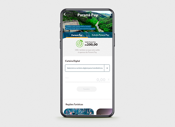 Tela carteira digital do app paraná pay